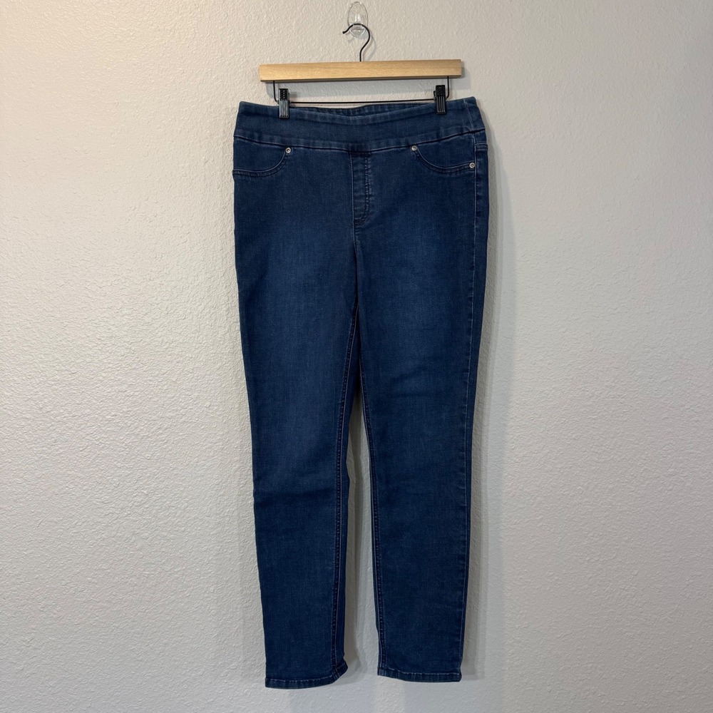 Chico's Perfect Stretch Women's Size 1.5R M/10 Dark Wash Soft Pull On Jeggings - Picture 2 of 10